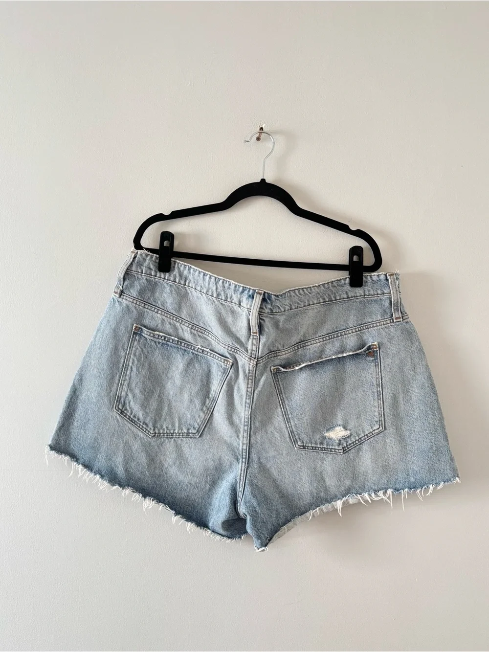 Madewell Relaxed Denim Shorts Mid Rise Distressed Jean Raw Hem Blue Wash